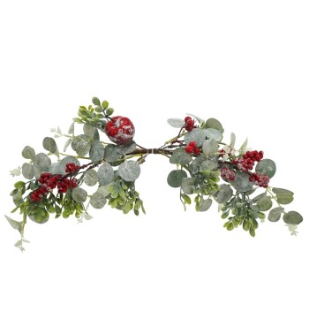 Swag con Foglie, Bacche e Mele con Glitter L.55 cm