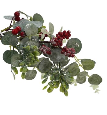 Swag con Foglie, Bacche e Mele con Glitter L.55 cm