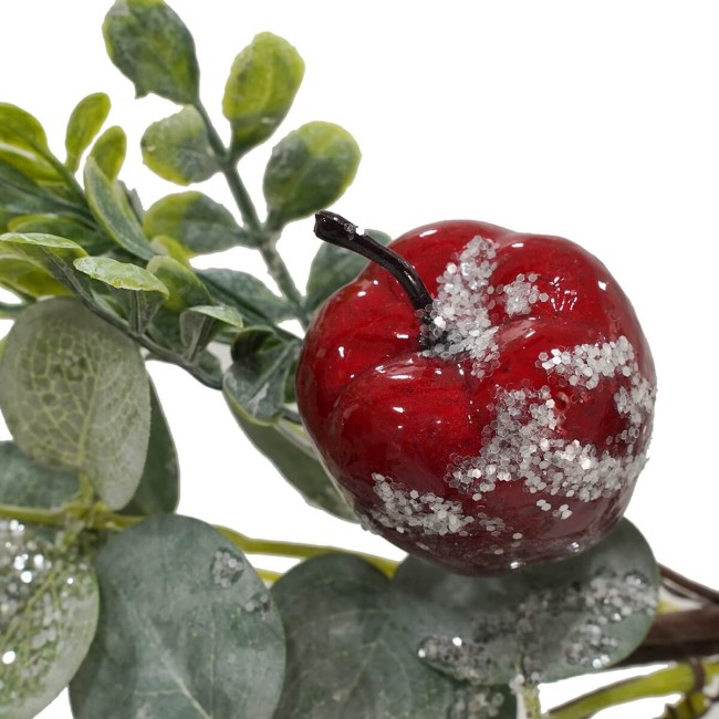 Swag con Foglie, Bacche e Mele con Glitter L.55 cm