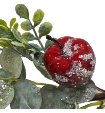 Swag con Foglie, Bacche e Mele con Glitter L.55 cm