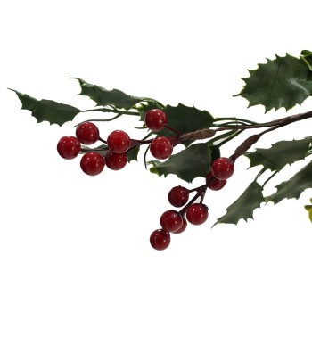 Swag con Foglie Verdi Bacche Rosse e Pigne L.62 cm