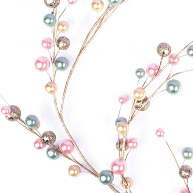 Tralcio Natalizio con Perline Colorate L.142 cm