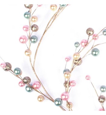 Tralcio Natalizio con Perline Colorate L.142 cm