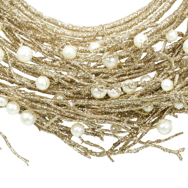 Ghirlanda Natalizia Oro con Perline 2 Misure