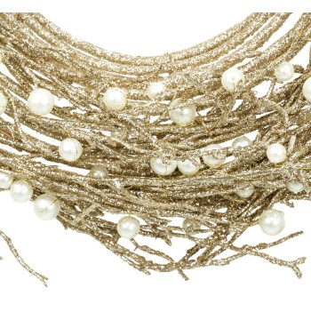 Ghirlanda Natalizia Oro con Perline 2 Misure