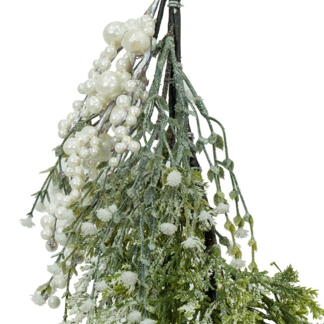 Tralcio Natalizio Verde con Bacche Bianche L.150 cm