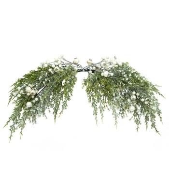 Swag Natalizio Verde con Bacche Bianche L.66 cm