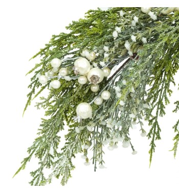 Swag Natalizio Verde con Bacche Bianche L.66 cm