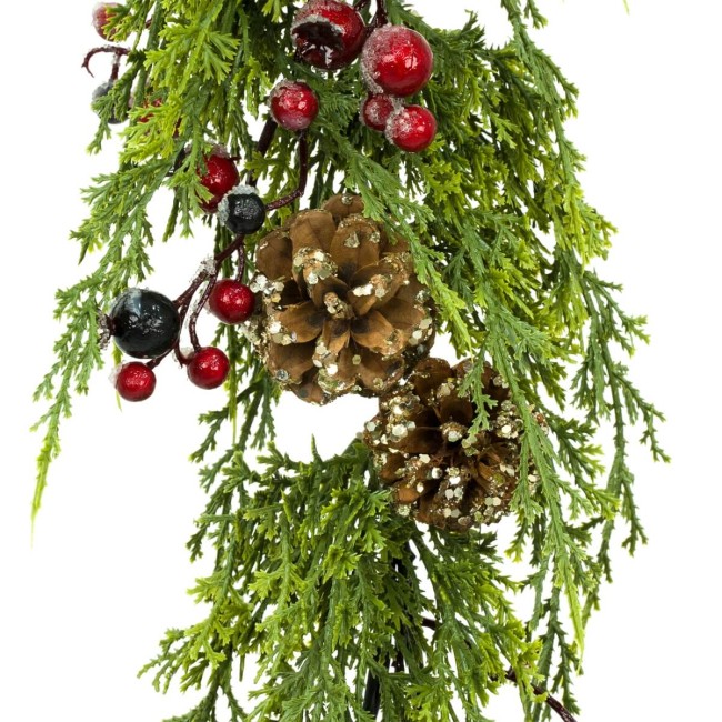 Tralcio Natalizio con Bacche e Pigne L.150 cm