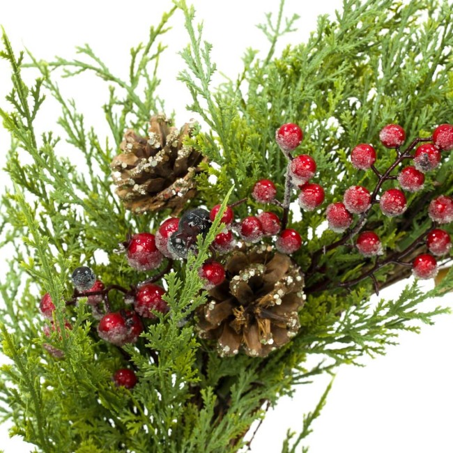 Ghirlanda Natalizia con Pigne e Bacche Rosse D.70 cm