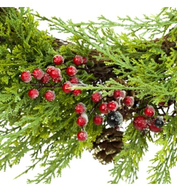 Ghirlanda Natalizia con Pigne e Bacche Rosse D.70 cm
