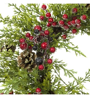 Ghirlanda Natalizia con Pigne e Bacche Rosse D.55 cm