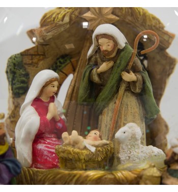 Carillon Natalizio con Natività Luci Led e Musica H.15,5 cm