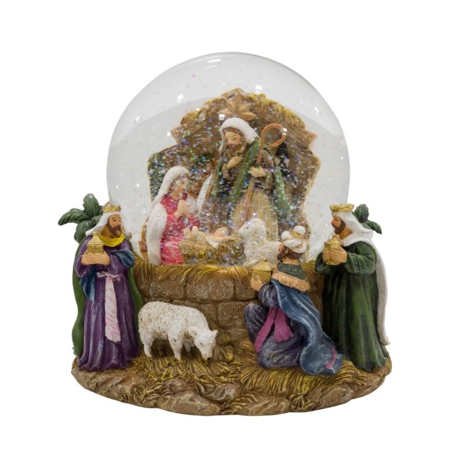 Carillon Natalizio con Natività Luci Led e Musica H.15,5 cm