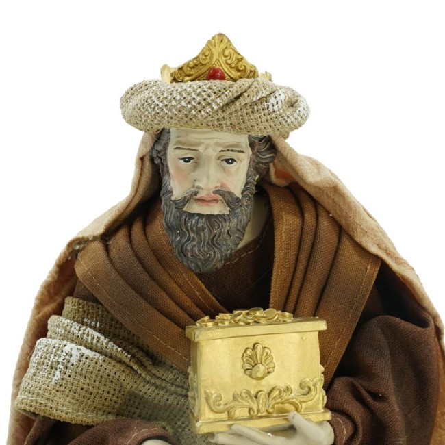 Natività in Poliresina e Tessuto 8 Pz. H.33 cm