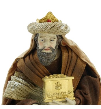 Natività in Poliresina e Tessuto 8 Pz. H.33 cm