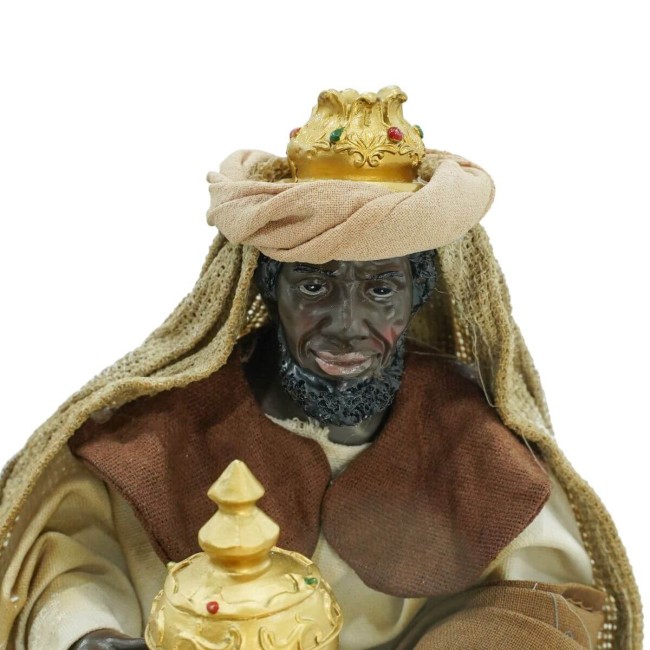 Natività in Poliresina e Tessuto 8 Pz. H.33 cm