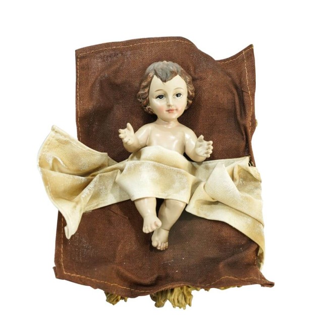 Natività in Poliresina e Tessuto 8 Pz. H.33 cm