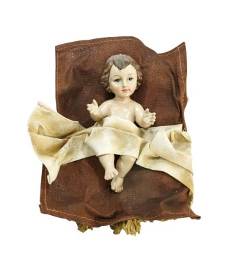 Natività in Poliresina e Tessuto 8 Pz. H.33 cm