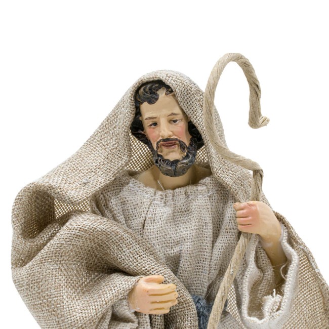 Natività in Poliresina e Tessuto 8 Pz H.20 cm