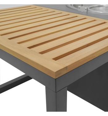 Stufa da Esterno a Gas GPL con Tavolo Integrato in Teak - Helsinki