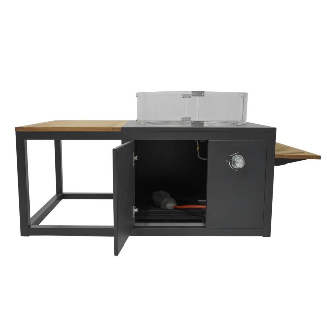 Stufa da Esterno a Gas GPL con Tavolo Integrato in Teak - Helsinki