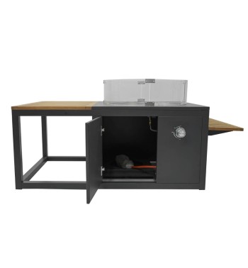 Stufa da Esterno a Gas GPL con Tavolo Integrato in Teak - Helsinki