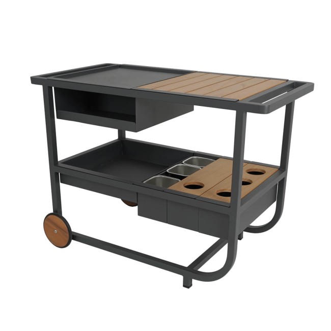 Carrello Multiuso da Esterno in Alluminio e Teak