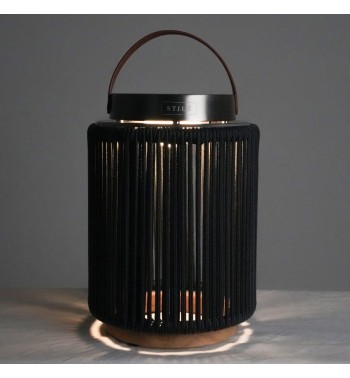 Lampada da Esterno Ricaricabile in Acciaio e Teak