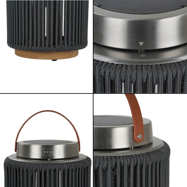 Lampada da Esterno Ricaricabile in Acciaio e Teak