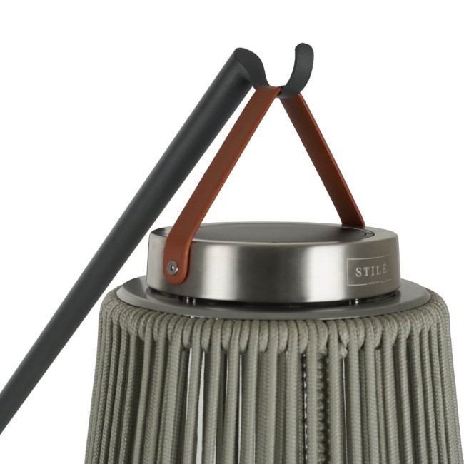 Stand Porta Lampada da Esterno in Acciaio e Base in Teak