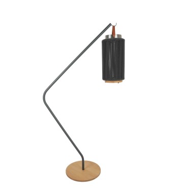 Stand Porta Lampada da Esterno in Acciaio e Base in Teak