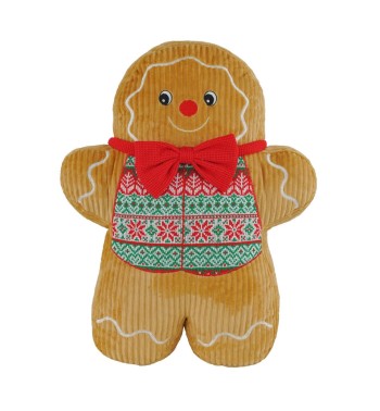 Cuscino Natalizio a Forma di Omino di Pan di Zenzero 43x12xH.56 cm
