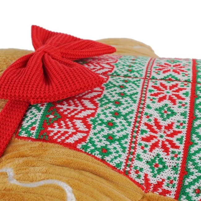 Cuscino Natalizio a Forma di Omino di Pan di Zenzero 43x12xH.56 cm