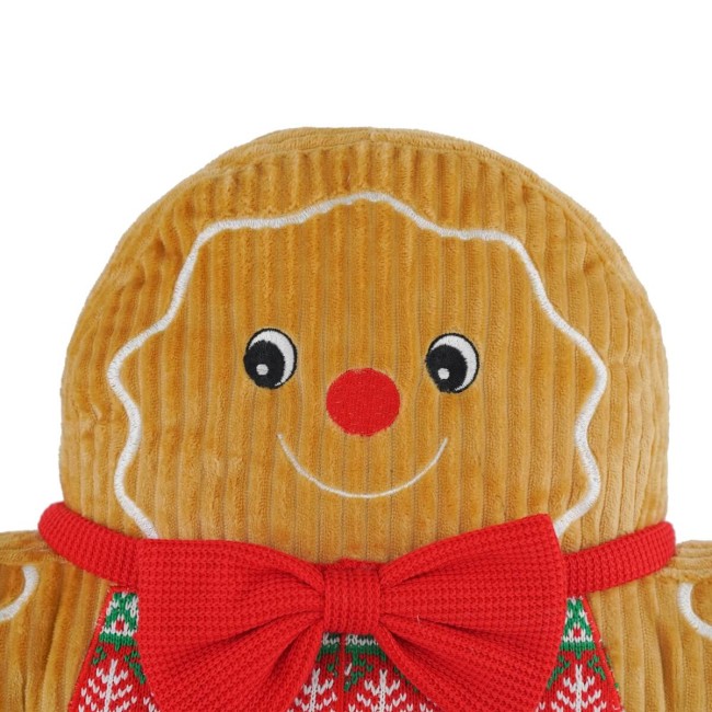 Cuscino Natalizio a Forma di Omino di Pan di Zenzero 43x12xH.56 cm