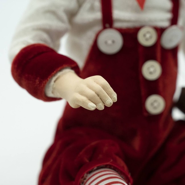 Elfo di Natale con Salopette Rossa H.51 cm