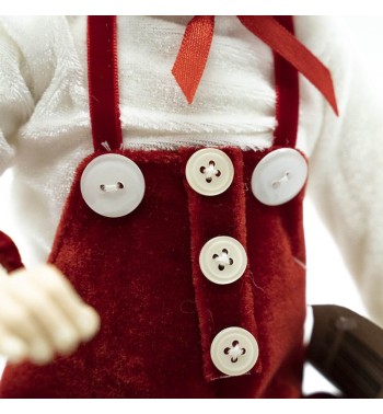 Elfo di Natale con Salopette Rossa H.51 cm