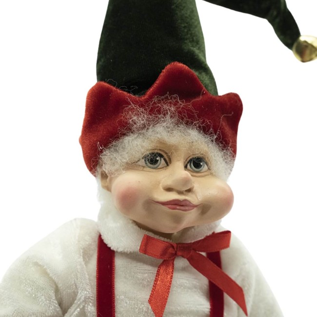 Elfo di Natale con Salopette Rossa H.51 cm