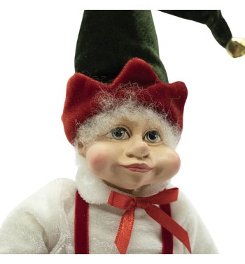 Elfo di Natale con Salopette Rossa H.51 cm