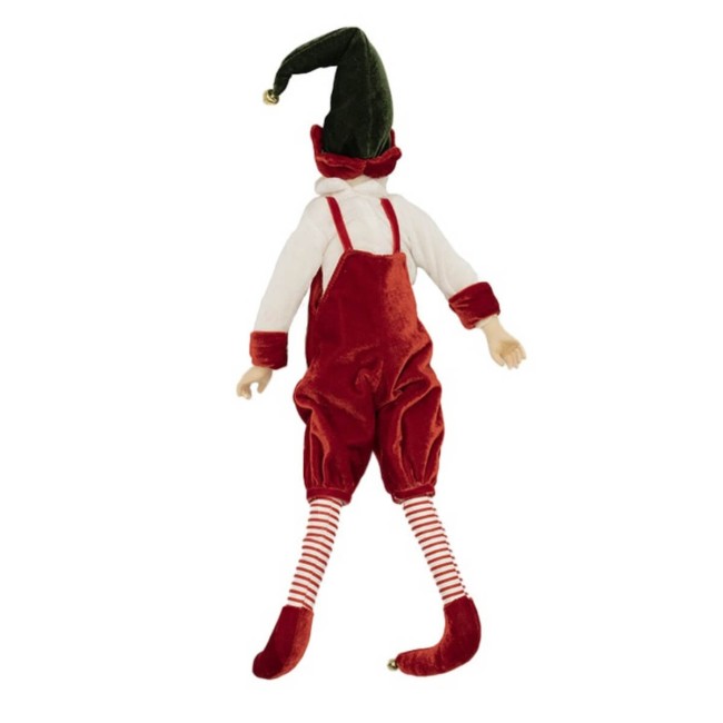 Elfo di Natale con Salopette Rossa H.51 cm