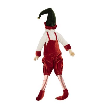 Elfo di Natale con Salopette Rossa H.51 cm