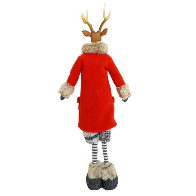 Renna Natalizia in Piedi con Cappotto Rosso H.55 cm 2 Modelli