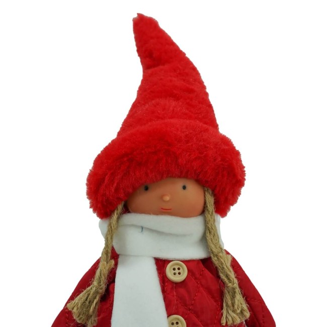 Bambolina Natalizia con Abito Bianco e Rosso H.49 cm 2 Modelli