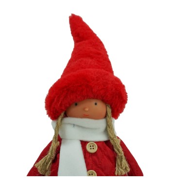 Bambolina Natalizia con Abito Bianco e Rosso H.49 cm 2 Modelli