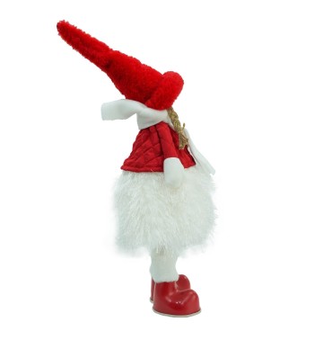 Bambolina Natalizia con Abito Bianco e Rosso H.49 cm 2 Modelli