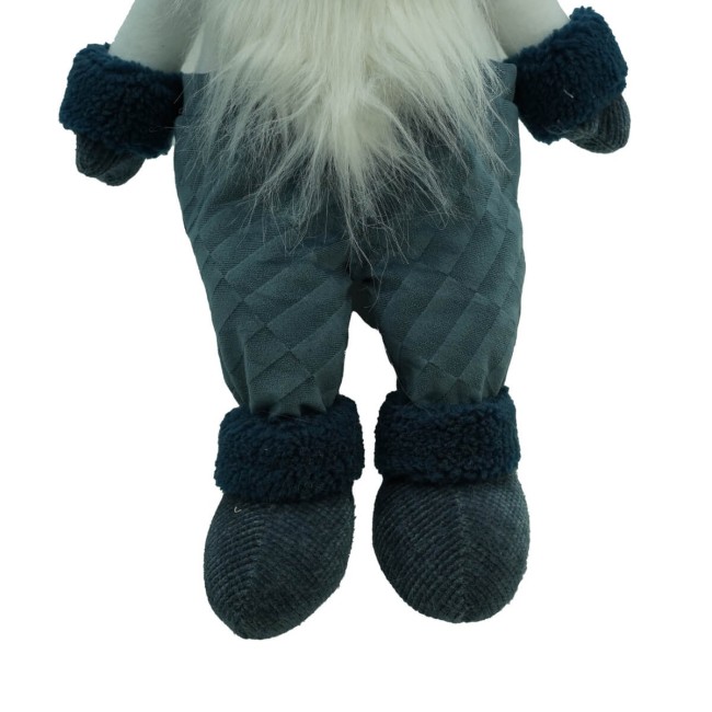 Gnomo di Natale con Abito Blu e Bianco Seduto H.66 cm