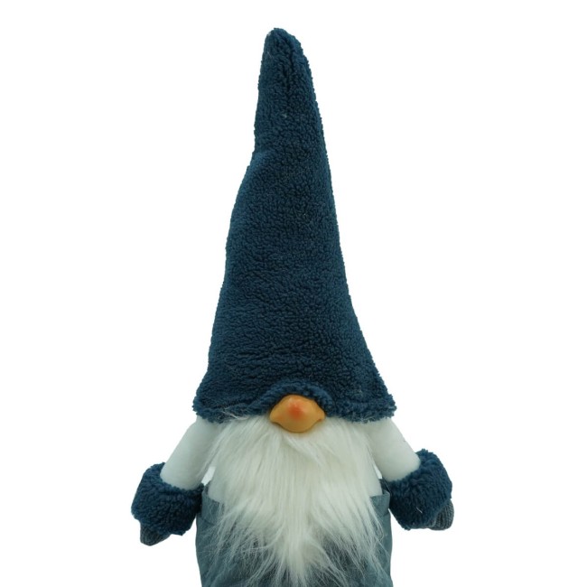 Gnomo di Natale con Abito Blu e Bianco Seduto H.66 cm