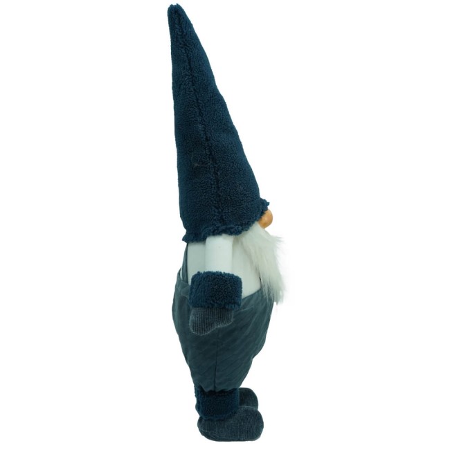 Gnomo Natalizio in Piedi con Abito Bianco e Blu H.76 cm