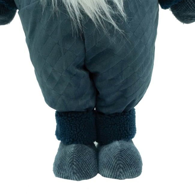 Gnomo Natalizio in Piedi con Abito Bianco e Blu H.76 cm