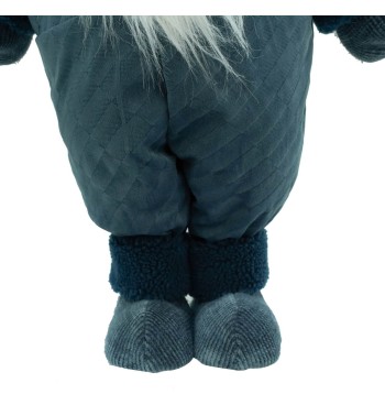 Gnomo Natalizio in Piedi con Abito Bianco e Blu H.76 cm